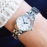 Tissot Le Locle Automatic Double Happiness Lady Silver Dial Silver Steel Strap Watch For Women - T41.1.183.35