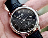 Tissot Le Locle Powermatic 80 Black Dial Black Leather Strap Watch For Men - T006.407.16.053.00