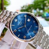 Tissot Luxury Powermatic 80 Blue Dial Silver Steel Strap Watch For Men - T086.407.11.047.00
