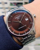 Tissot Luxury Powermatic 80 Brown Dial Silver Steel Strap Watch For Men - T086.407.11.291.00