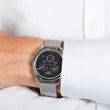 Tissot PR 100 Chronograph Black Dial Silver Mesh Bracelet Watch For Men - T101.417.11.051.01