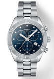 Tissot PR 100 Sport Chic Chronograph Diamonds Blue Dial Silver Steel Strap Watch for Women - T101.917.11.046.00