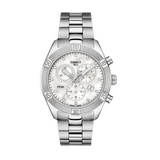 Tissot PR 100 Sport Chic Chronograph Diamonds Mother of Pearl Dial Silver Steel Strap Watch for Women - T101.917.11.116.00