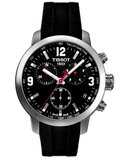 Tissot PRC 200 Chronograph Black Dial Black Rubber Strap Watch for Men - T114.417.17.057.00