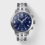 Tissot PRC 200 Chronograph Blue Dial Silver Steel Strap Watch For Men - T055.417.11.047.00