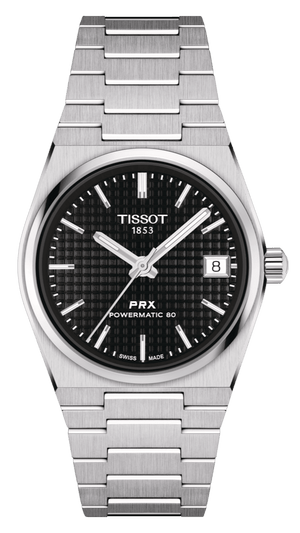 Tissot PRX Powermatic 80 Black Dial Silver Steel Strap Watch for Men - T137.207.11.051.00