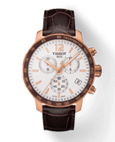 Tissot Quickster Chronograph 42mm White Dial Brown Leather Strap Watch For Men - T095.417.36.037.00