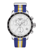 Tissot Quickster Chronograph NBA Golden State Warriors White Dial Two Tone NATO Strap Watch for Men - T095.417.17.037.15