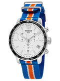 Tissot Quickster Chronograph NBA New York Kicks White Dial Multicolored Nato Strap Watch For Men - T095.417.17.037.06