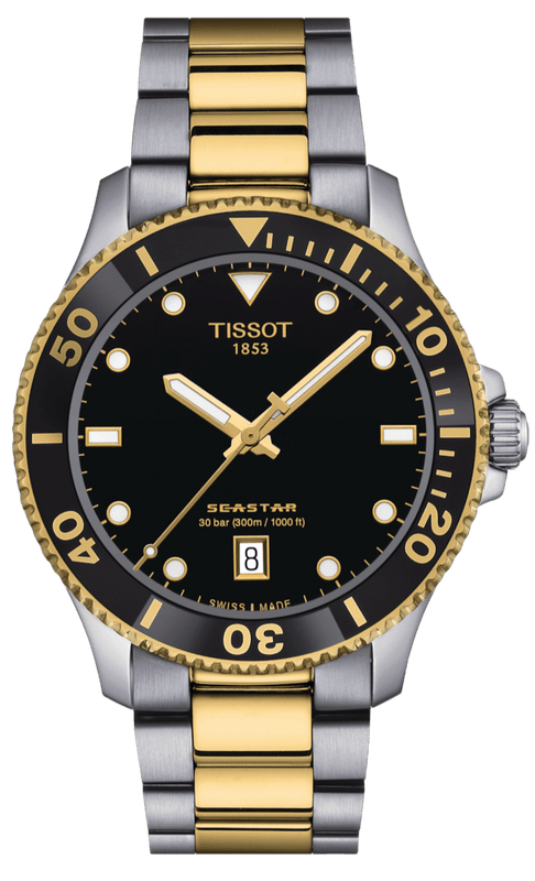 Tissot Seastar 1000 Black Dial Two Tone Steel Strap Watch For Men - T120.410.22.051.00