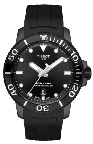 Tissot Seastar 1000 Powermatic 80 Black Dial Black Rubber Strap Watch For Men - T120.407.37.051.00