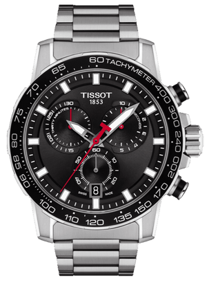 Tissot Supersport Chrono Black Dial Silver Steel Strap Watch For Men - T125.617.11.051.00