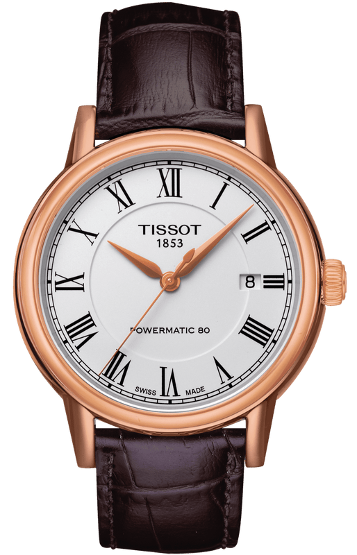 Tissot T Classic Carson Powermatic 80 White Dial Brown Leather Strap Watch for Men - T085.407.36.013.00