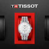 Tissot T Classic Carson Premium Powermatic 80 White Dial Silver Steel Strap Watch For Men - T122.407.11.031.00