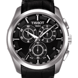 Tissot T Classic Couturier Chronograph Black Dial Black Leather Strap Watch For Men - T035.617.16.051.00