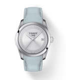 Tissot T Classic Couturier Silver Dial Light Blue Leather Strap Watch For Women - T035.210.16.031.02