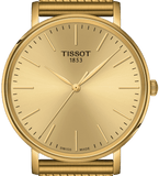 Tissot T Classic Everytime Medium Gold Dial Gold Mesh Bracelet Watch For Men - T109.410.33.021.00