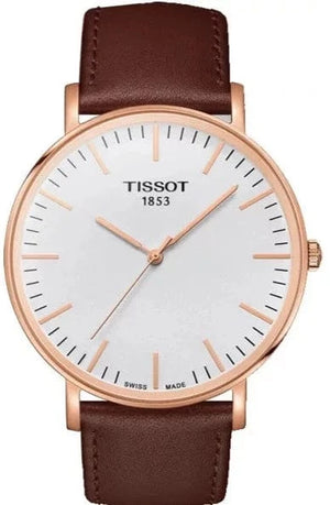 Tissot T Classic Everytime White Dial Brown Leather Strap Watch for Men - T109.610.36.031.00