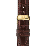 Tissot T Classic Le Locle Automatic Gold Dial Maroon Leather Strap Watch For Men - T41.5.413.73