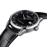 Tissot T Classic Luxury Powermatic 80 Black Dial Black Leather Strap Watch For Men - T086.408.16.051.00
