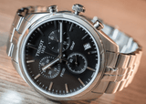 Tissot T Classic PR 100 Chronograph Black Dial Silver Steel Strap Watch for Men - T101.417.11.051.00