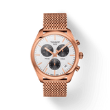 Tissot T Classic PR 100 Chronograph Silver Dial Rose Gold Mesh Bracelet Watch For Men - T101.417.33.031.01