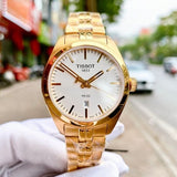 Tissot T Classic PR 100 Lady White Dial Gold Steel Strap Watch for Women - T101.210.33.031.00