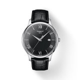 Tissot T Classic Tradition Quartz Black Dial Black Leather Strap Watch For Men - T063.610.16.058.00