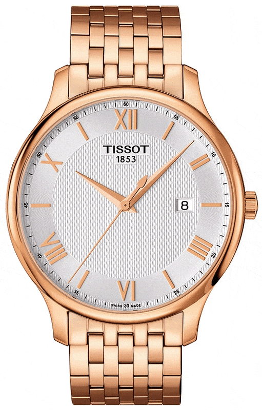 Tissot T Classic Tradition White Dial Rose Gold Steel Strap Watch For Women - T063.610.33.038.00