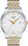 Tissot T Classic Tradition White Dial Two Tone Mesh Bracelet Watch For Men - T063.610.22.037.00