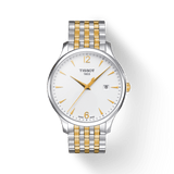 Tissot T Classic Tradition White Dial Two Tone Mesh Bracelet Watch For Men - T063.610.22.037.00
