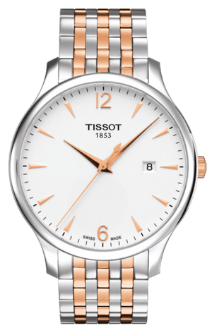 Tissot T Classic Tradition White Dial Two Tone Mesh Bracelet Watch For Men - T063.610.22.037.01