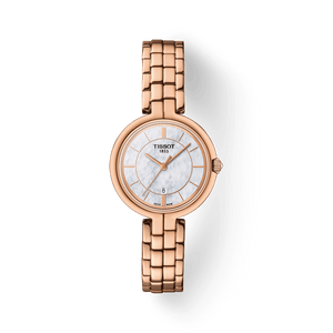 Tissot T Lady Flamingo Mother of Pearl Dial Rose Gold Steel Strap Watch For Women - T094.210.33.111.01