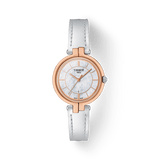 Tissot T Lady Flamingo Mother of Pearl White Dial White Leather Strap Watch For Women - T094.210.26.111.01