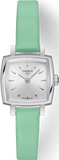 Tissot T Lady Lovely Square Silver Dial Light Green Leather Strap Watch for Women - T058.109.16.031.01