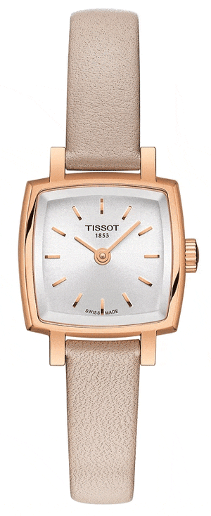 Tissot T Lady Lovely Square White Dial Pink Leather Strap Watch For Women - T058.109.36.031.00