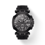 Tissot T Race Chronograph Anthracite Black Dial Black Silicone Strap Watch For Men - T115.417.37.061.03