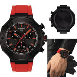 Tissot T Race Chronograph Black Dial Red Rubber Strap Watch for Men - T141.417.37.061.01