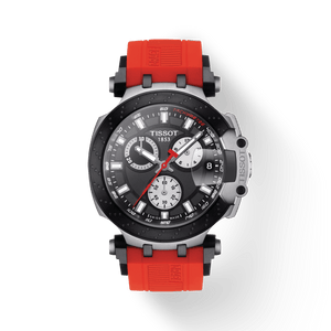 Tissot T Race Chronograph Black Dial Red Silicone Strap Watch For Men - T115.417.27.051.00