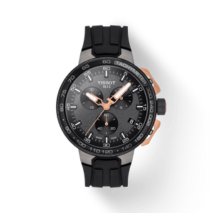 Tissot T Race Cycling Chronograph Black Dial Black Rubber Strap Watch For Men - T111.417.37.441.07