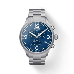 Tissot T Sport Chrono XL Chronograph Blue Dial Silver Steel Strap Watch For Men - T116.617.11.047.00