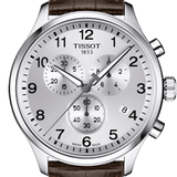Tissot T Sport Chrono XL Classic Silver Dial Brown Leather Strap Watch For Men - T116.617.16.037.00