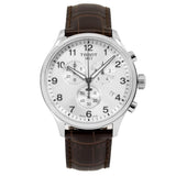 Tissot T Sport Chrono XL Classic Silver Dial Brown Leather Strap Watch For Men - T116.617.16.037.00