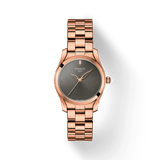 Tissot T Wave Anthracite Dial Rose Gold Steel Strap Watch For Women - T112.210.33.061.00