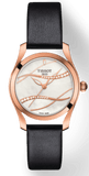 Tissot T Wave Diamond Mother of Pearl Dial Black Leather Strap Watch For Women - T112.210.36.111.00