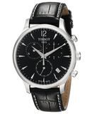 Tissot Tradition Chronograph Black Dial Black Leather Strap Watch For Men - T0636171605700