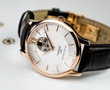 Tissot Tradition Powermatic 80 Open Heart Silver Dial Brown Leather Strap Watch For Men - T063.907.36.038.00