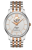 Tissot Tradition Powermatic 80 Open Heart Silver Dial Two Tone Steel Strap Watch For Men - T063.907.22.038.01