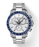 Tissot V8 Quartz T Sport Chronograph White Dial Silver Steel Strap Watch For Men - T106.417.11.031.00