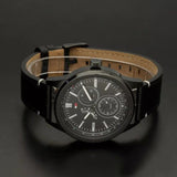 Tommy Hilfiger Austin Black Dial Black Leather Strap Watch for Men - 1791638